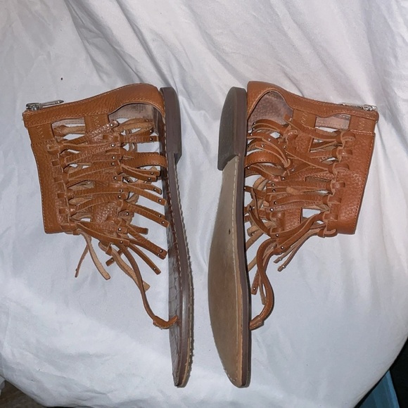 Sam Edelman Griffen Gladiator Fringe Leather Boho Thong Sandals size 9 Brown - Picture 9 of 16